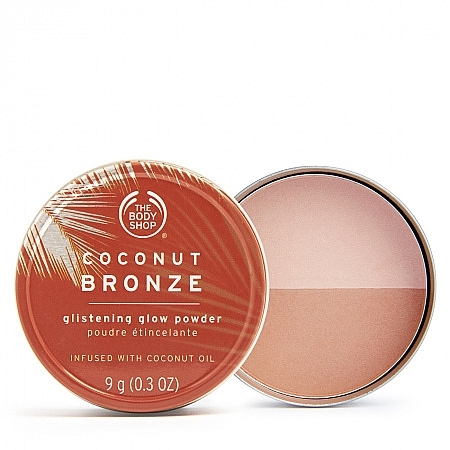 Хайлайтер з бронзовим ефектом "Кокос" - The Body Shop Coconut Bronze Glistening Glow Powder — фото N1