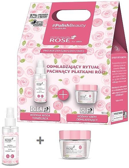 Набор - Floslek Rose For Skin (toner/95ml + cream/50ml) — фото N1