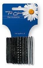 Резинки для волосся, 12 шт., чорні+сріблясті, 22357 - Top Choice — фото N1