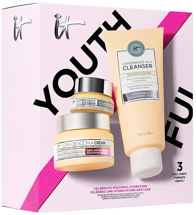 Набір - It Cosmetics Celebrate Youthful Hydration (cl/gel/148ml + cr/60ml + eye/cr/15ml) — фото N2