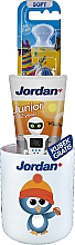 Парфумерія, косметика Набір "Пінгвін" - Jordan Junior (toothpaste/50ml + toothbrush/1pc + cup)