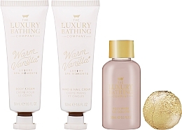 Набор - Grace Cole The Luxury Bathing Warm Vanilla Set (sh/gel/50ml + h/cr/50ml + b/cr/50ml + bath/bomb/25g) — фото N2