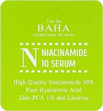 Сыворотка для лица с ниацинамидом и цинком - Cos De BAHA Niacinamide Serum with Zinc (пробник) — фото N1