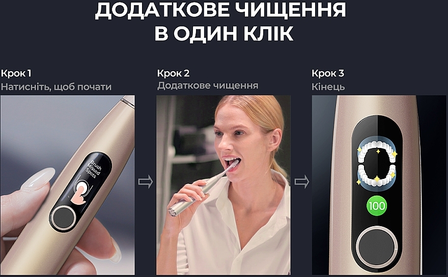 Розумна зубна щітка Oclean X Pro Digital Gold, 2 насадки - Oclean X Pro Digital Electric Toothbrush Champagne Gold — фото N8