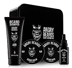 Набор - Angry Beards Saloon (beard/sham/250ml + b/oil/30ml + b/balm/50ml + b/wax/30ml) — фото N1