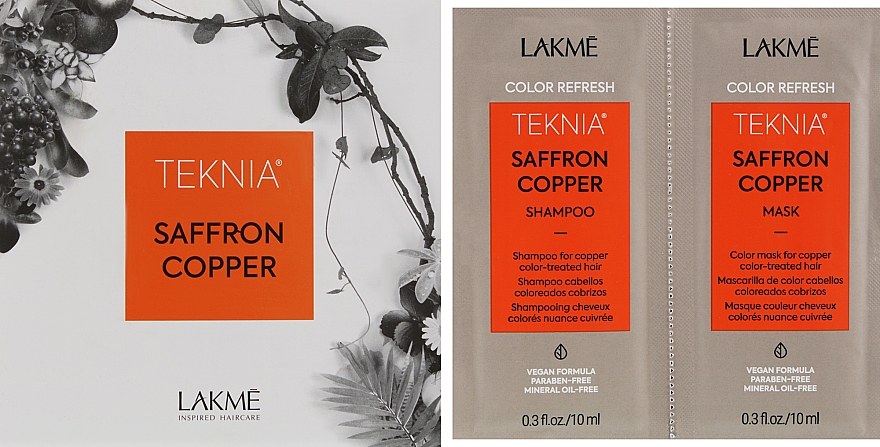 Набір пробників - Lakme Teknia Color Refresh Saffron Copper (sh/10ml + mask/10ml) — фото N1