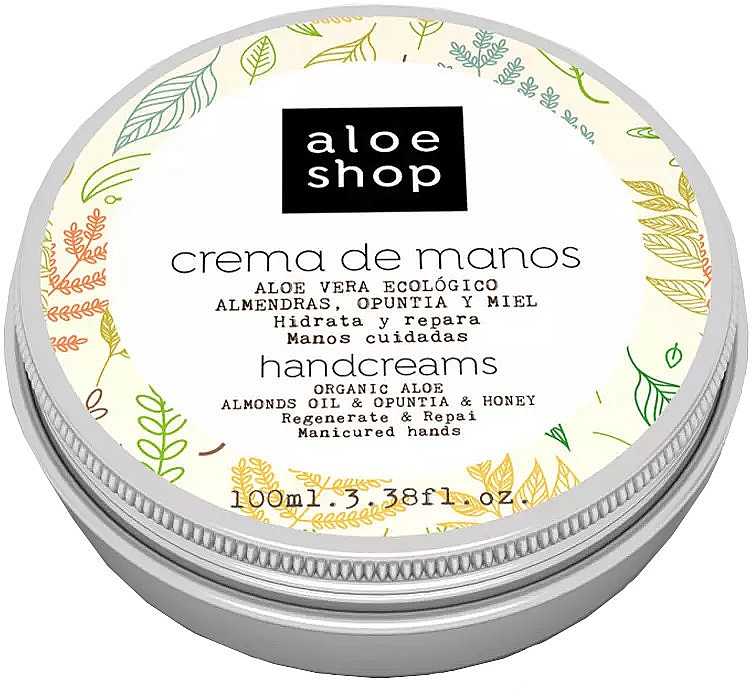 Крем для рук "Органическое алоэ, миндальное масло, опунция и мед" - Aloe Shop Organic Aloe Almonds Oil & Opuntia & Honey Hand Cream — фото N1