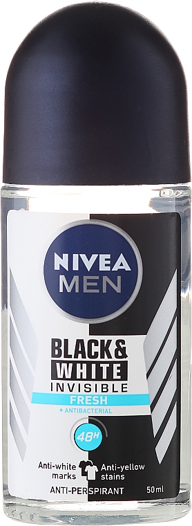 Дезодорант шариковый для мужчин - NIVEA MEN Invisible Fresh Black & White Antiperspirant — фото N1