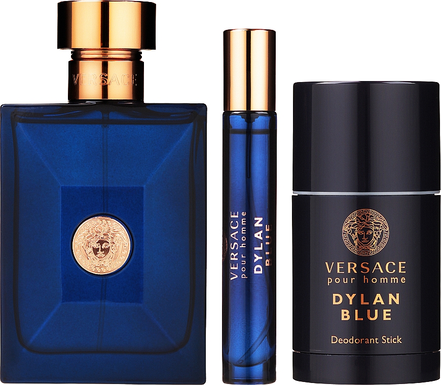 Versace Dylan Blue Pour Homme - Набор (edt/100ml + edt/mini/10ml + deo/stick/75ml) — фото N2