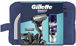 Набор - Gillete Mach3 Charcoal (shave/gel/200ml + razor/1pc + bag/1pc) — фото N2