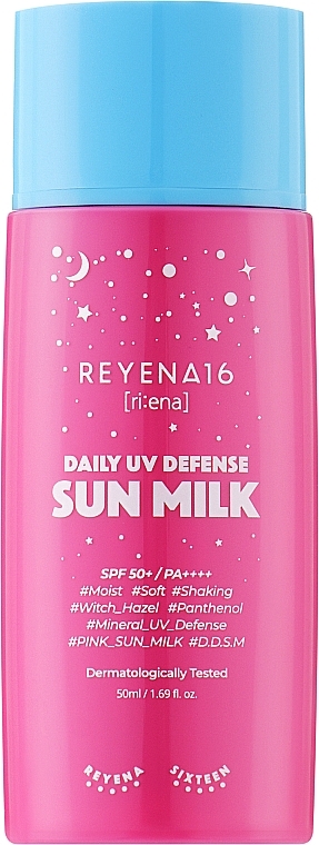 Солнцезащитное молочко для лица SPF50+ - Reyena16 Daily UV Defense Sun Milk SPF 50+ / PA++++
