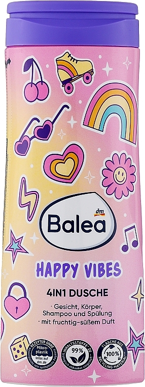 Дитячий шампунь-гель для душу 4 в 1 - Balea Kids 4in1 Happy Vibes — фото N1