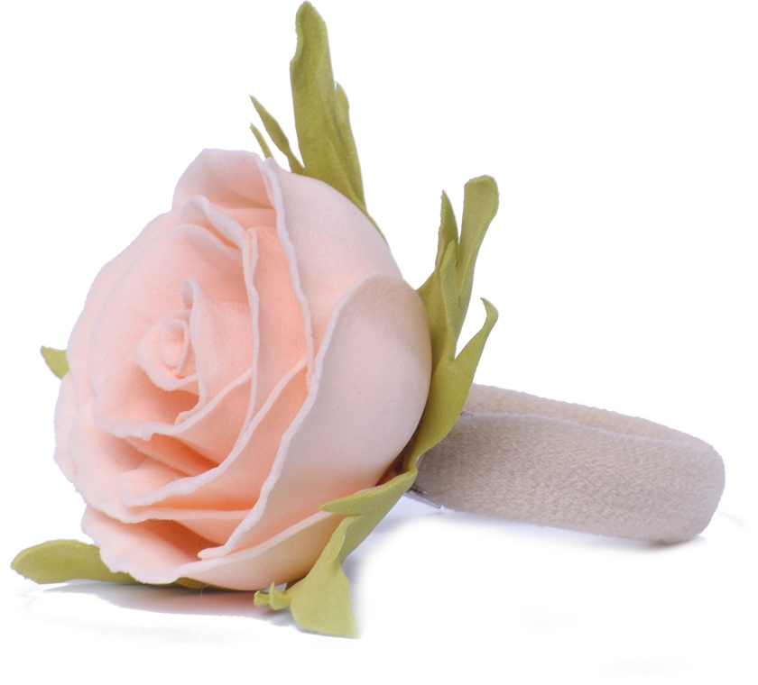 Резинка для волосся ручної роботи "Персикова троянда", маленька - Katya Snezhkova — фото N2