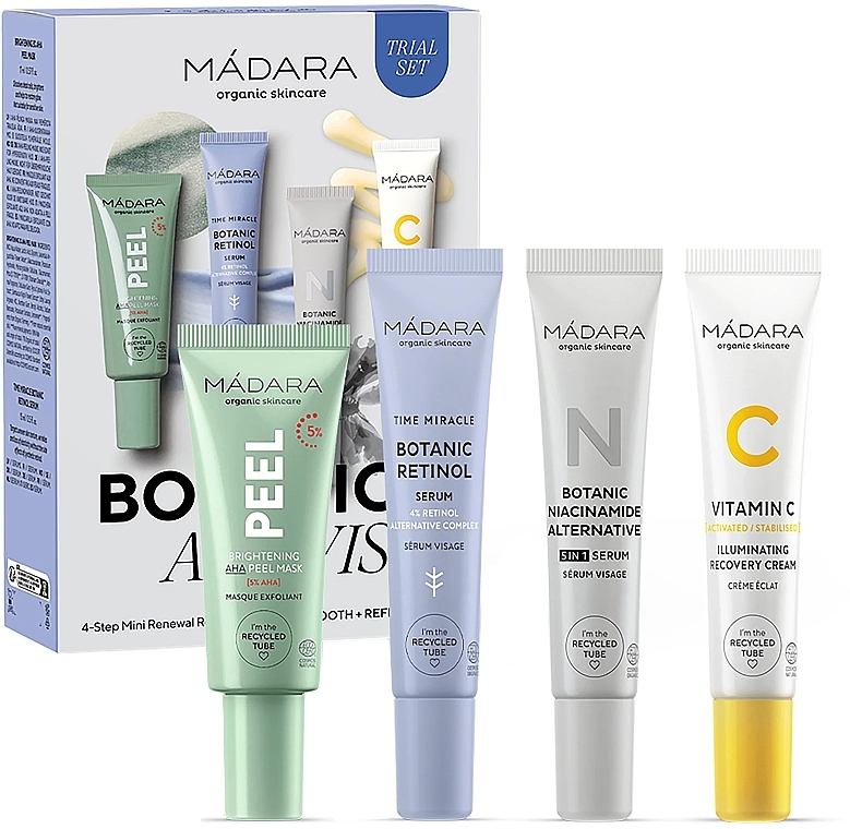 Набор - Madara Cosmetics Botanic Activist 4-Step Mini Renewal Routine Set (f/ser/mini/15mlx2 + f/mask/mini/17ml + f/cr/mini/15ml) — фото N1