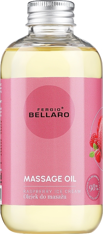 Массажное масло "Малиновое мороженное" - Fergio Bellaro Massage Oil Raspberry Ice Cream — фото N1