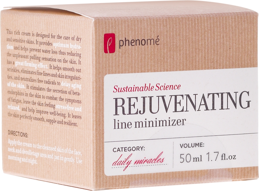 Крем для сухої та чутливої шкіри - Phenome Sustainable Science Rejuvenating Line Minimizer — фото N1