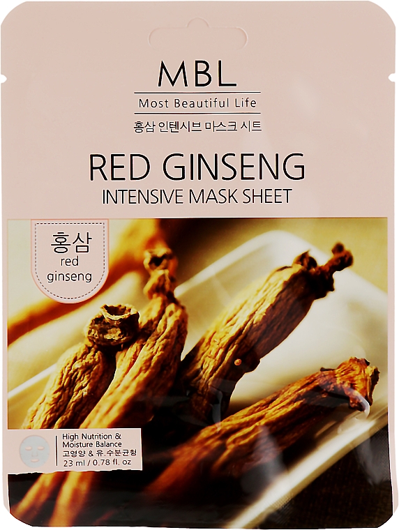 Омолоджувальна маска з червоним женьшенем - MBL Red Ginseng Intensive Mask Sheet — фото N1