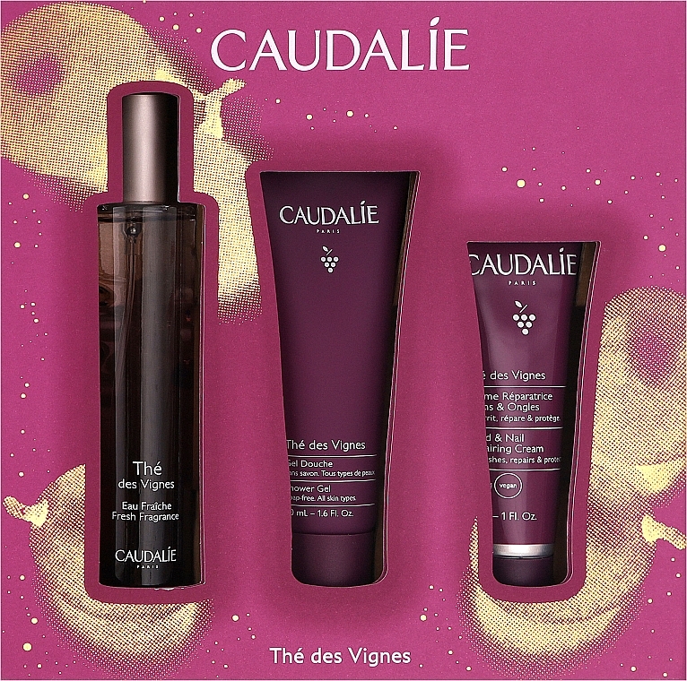 Caudalie The Des Vignes - Набор (fr/water/50ml + sh/gel/50ml + h/cr/30ml) — фото N1