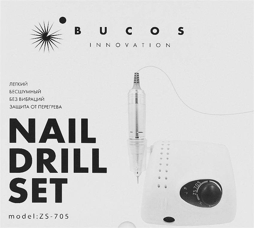 Фрезер для маникюра и педикюра, белый - Bucos Nail Drill Pro ZS-705 White — фото N3