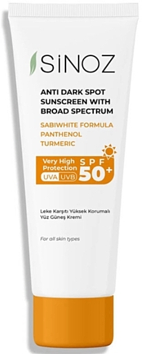 Сонцезахисний крем для обличчя проти плям з SPF 50 - Sinoz Anti Dark Spot Sunscreen SPF 50+ — фото N1