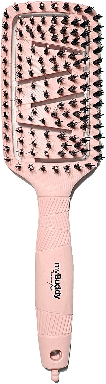 Расческа для волос со щетиной кабана, розовая - myBuddy — фото N1