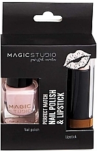 Парфумерія, косметика Набір, світло-рожевий - Magic Studio Nail Polish + Lipstick (nail/polish/5ml + lipstick/3,4g)