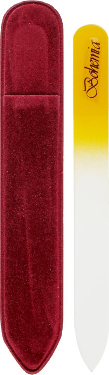 Пилочка кришталева у чохлі зі шкіри 99-1152, 115мм, жовта - SPL — фото N1