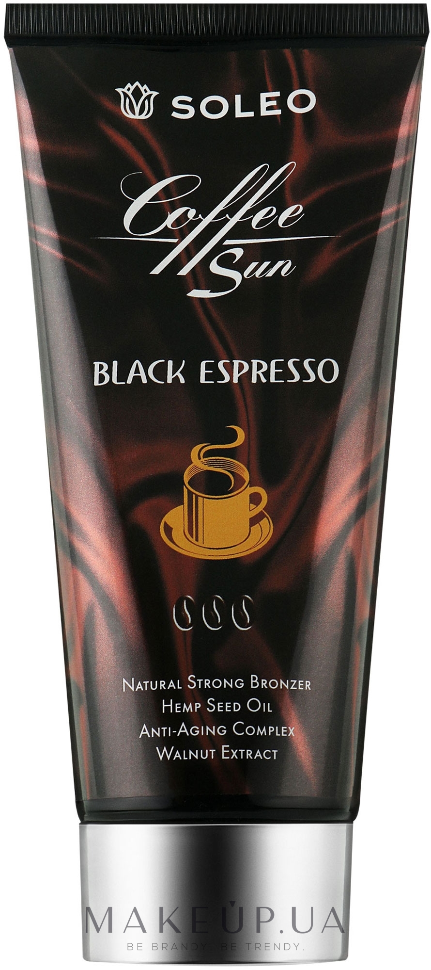 Крем для засмаги в солярії з подвійним екстрактом кави та маслом ши - Soleo Coffee Sun Black Espresso Natural Strong Bronzer — фото 150ml