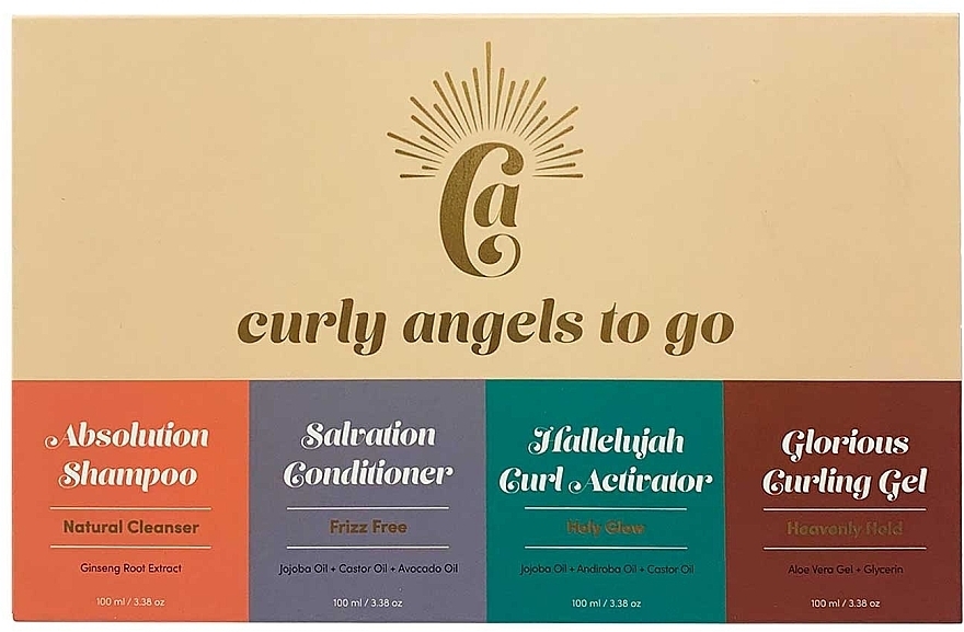 Набір для догляду за волоссям - Curly Angels To Go Kit (shm/100ml + cond/100ml + activator/100ml + gel/100ml) — фото N1