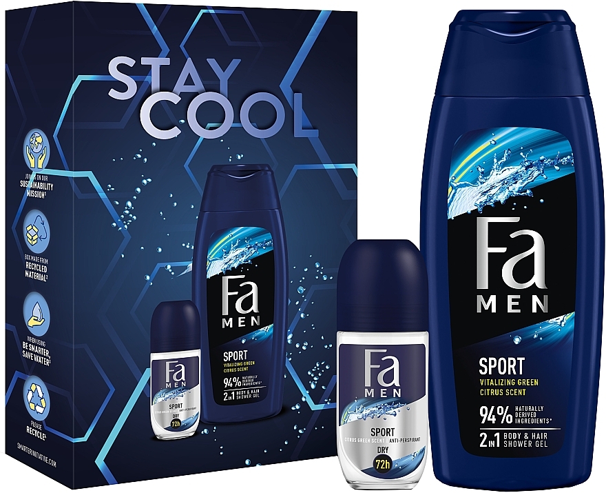 Набор "Sport. Stay Cool" - Fa Men (sh/gel/250ml + deo/50ml) — фото N1