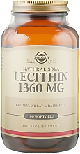 Пищевая добавка "Натуральный соевый лецитин" - Solgar Soya Lecithin 1360 mg 100 Softgels — фото N1