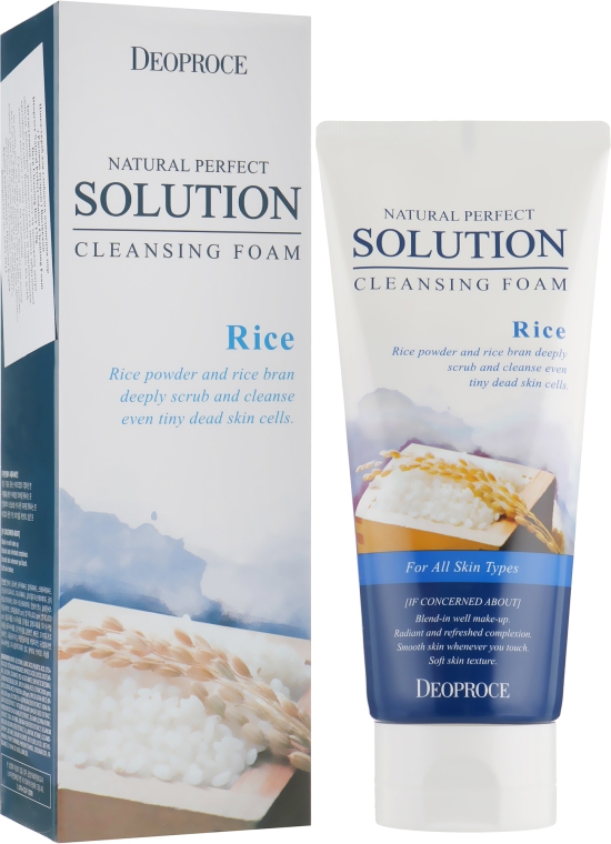 Пенка-скраб для глубокой очистки пор с Рисовой пудрой - Deoproce Natural Perfect Solution Cleansing Foam Deep Cleansing Rice
