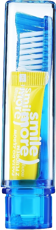 Набор в синем футляре - Hiskin Mango Travel Set (toothpaste/4ml + toothbrush) — фото N1