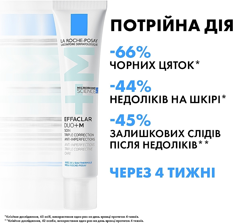 УЦІНКА Гель-крем потрійної дії для корекції недоліків проблемної шкіри та запобігання їх повторній появі - La Roche-Posay Effaclar Duo + M * — фото N7