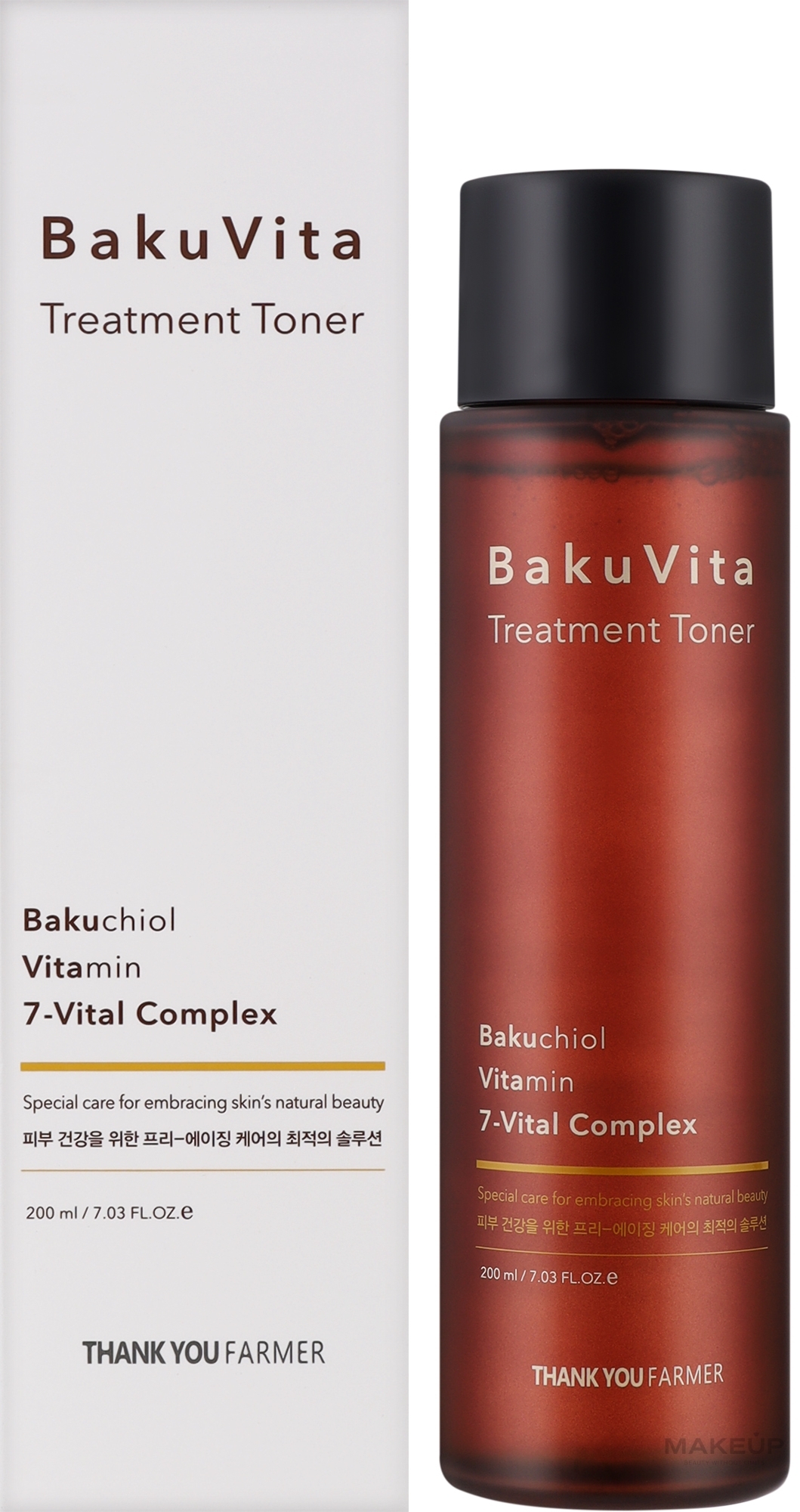 Зволожувальний тонер з бакучіолом і вітамінами C та E - Thank You Farmer BaKuVita Treatment Toner — фото 200ml