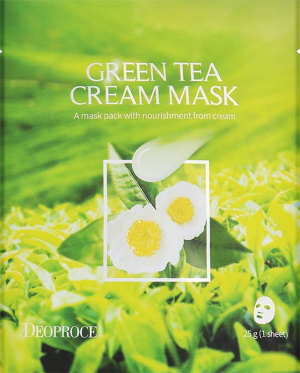 Тканевая кремовая маска для лица с экстрактом зеленого чая - Deoproce Green Tea Cream Mask — фото N1