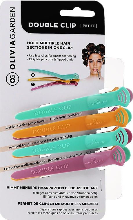 Набір затискачів для волосся, фіолетовий + бірюзовий + помаранчевий + фіолетовий - Olivia Garden — фото N1