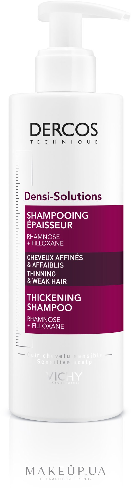 Шампунь для восстановления густоты и объема тонких и ослабленных волос - Vichy Dercos Densi-Solutions Thickening Shampoo — фото 250ml