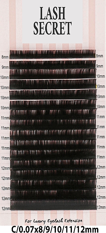 Накладные ресницы, черные, 16 линий (mix, 0.07, C, 8-12) - Lash Secret — фото N1