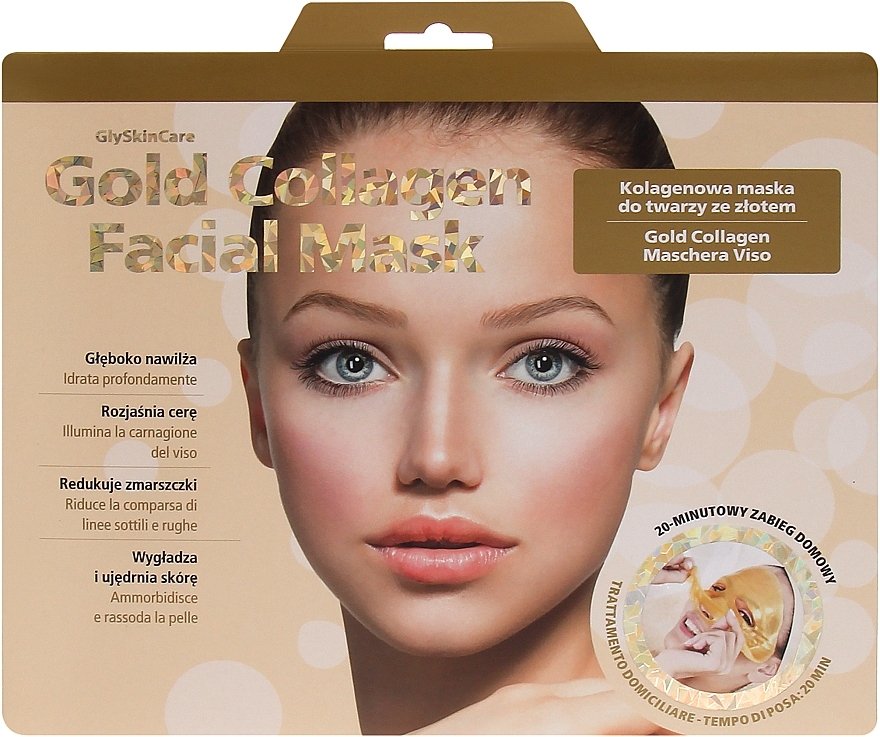Колагенова маска для обличчя, із золотом - GlySkinCare Gold Collagen Facial Mask — фото N1