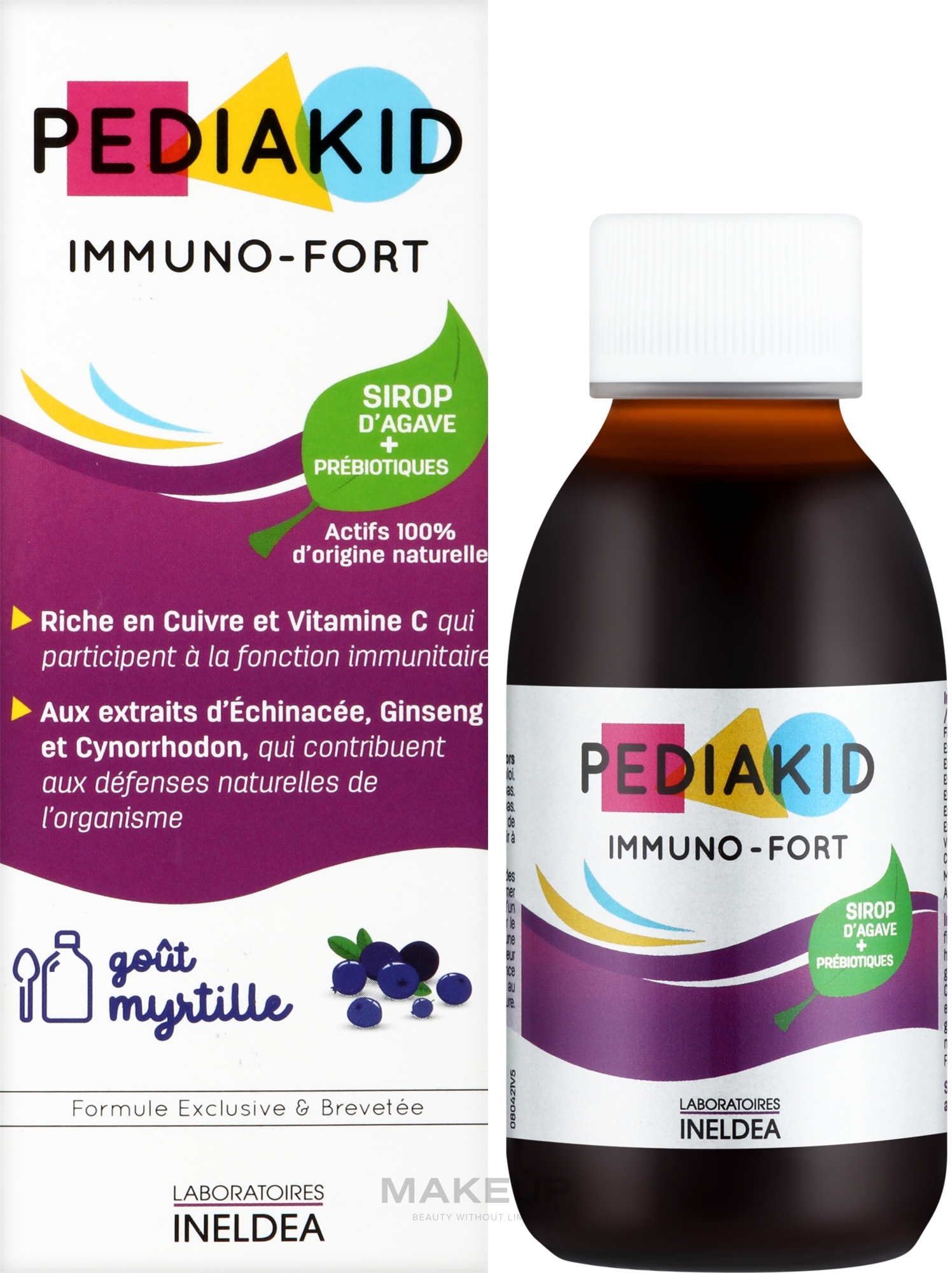Питний "Імуно-Форт. Чорниця" для зміцнення імунітету дітей - Pediakid Immuno-Fort — фото 125ml