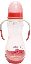 Пляшечка для годування з ручками та силіконовою соскою "Талія", 250 мл, рожева - Lindo Pk 060 — фото N1