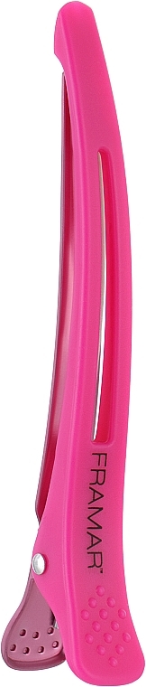 Затискач для волосся з прогумованим покриттям, рожевий - Framar Elastic Sectioning Hair Clips — фото N1