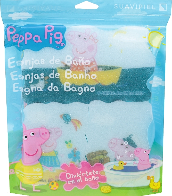 Набор мочалок "Свинка Пеппа" 3шт, морские путешествия, розовые - Suavipiel Peppa Pig Bath Sponge — фото N1