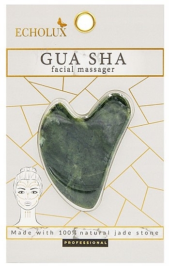 Масажер-скребок для обличчя "Гуаша", зелений нефрит - Echolux Gua Sha Facial Massager — фото N1