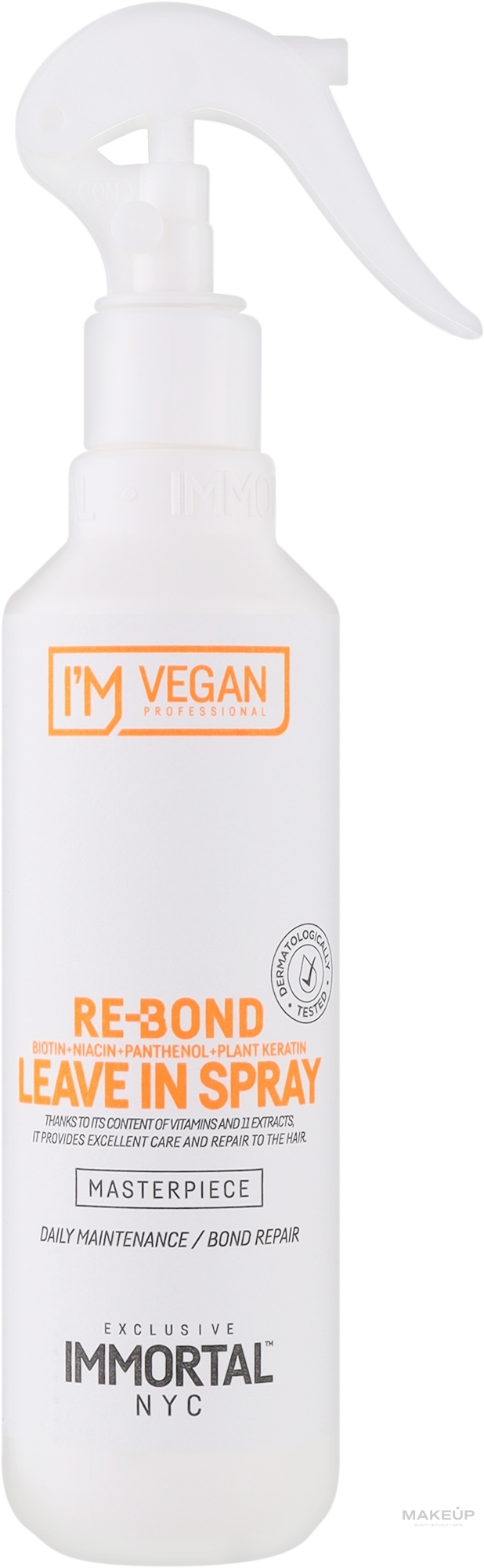 Несмываемый спрей для глубокого восстановления поврежденных волос - Immortal NYC I'm Vegan Re-Bond Leave-In Spray — фото 250ml
