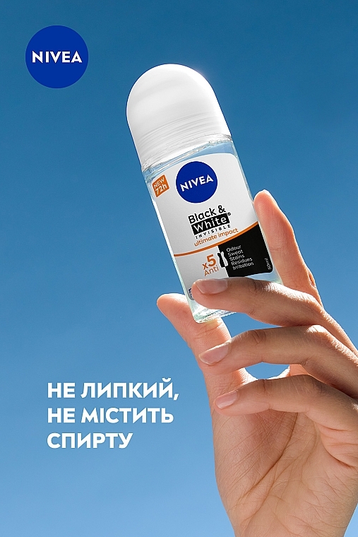 Aнтиперспірант "Чорне та Біле невидимий", кульковий - NIVEA Black & White Invisible Ultimate Impact Anti-Transpirant — фото N3