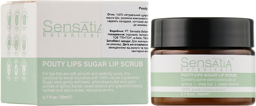 Сахарный скраб для губ - Sensatia Botanicals Pouty Lips Sugar Lip Scrub — фото N2
