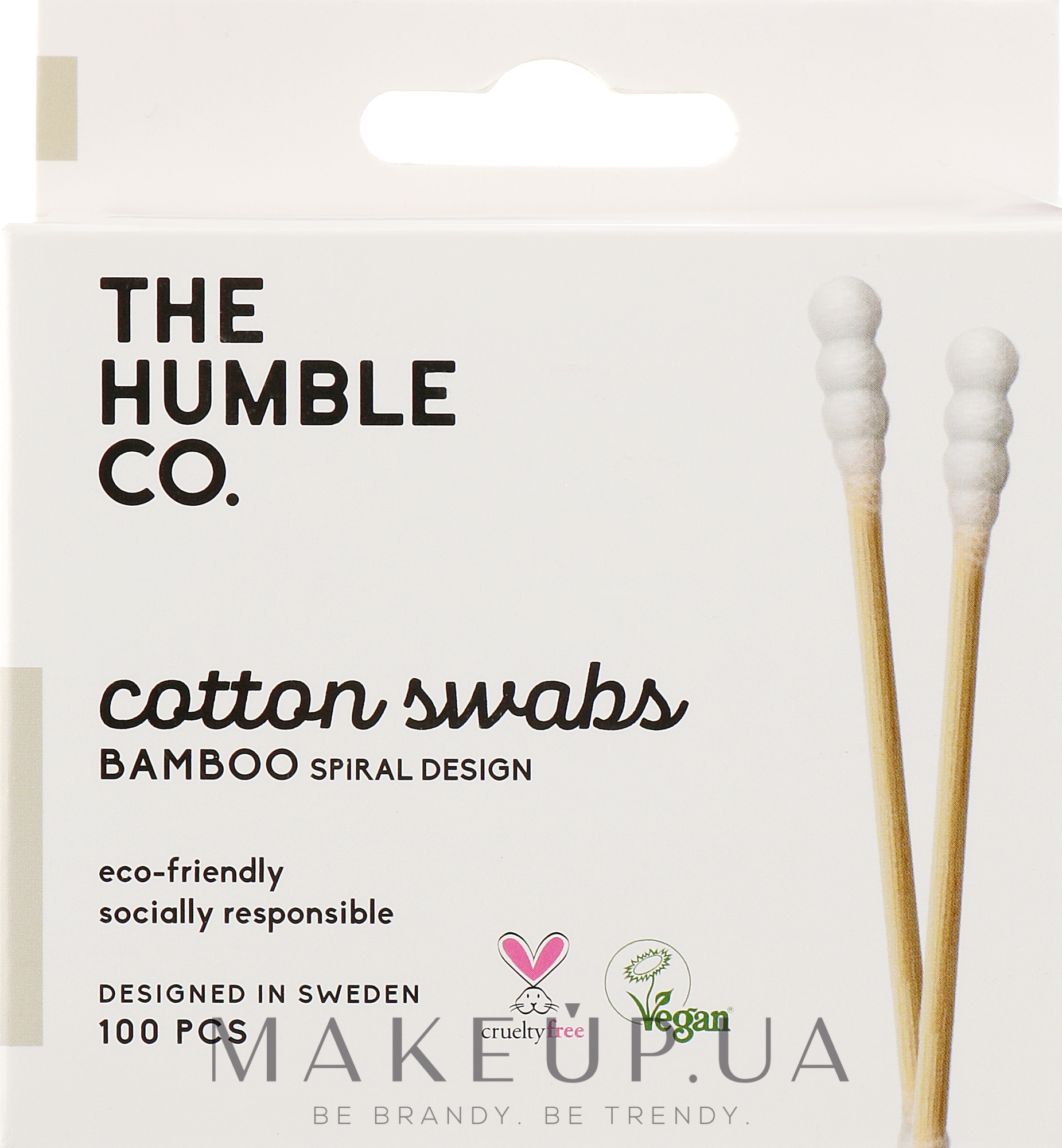 Бамбуковые ватные палочки спиральные, белые - The Humble Co. Cotton Swabs Spiral Tip — фото 100шт