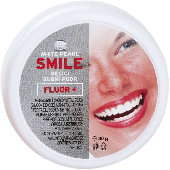 Вибілюючий порошок для зубів - VitalCare White Pearl Smile Tooth Whitening Powder Fluor+ — фото N1
